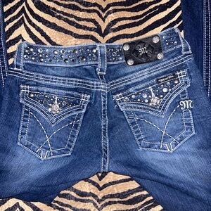 Miss Me Dark Blue Studded Women's Overalls